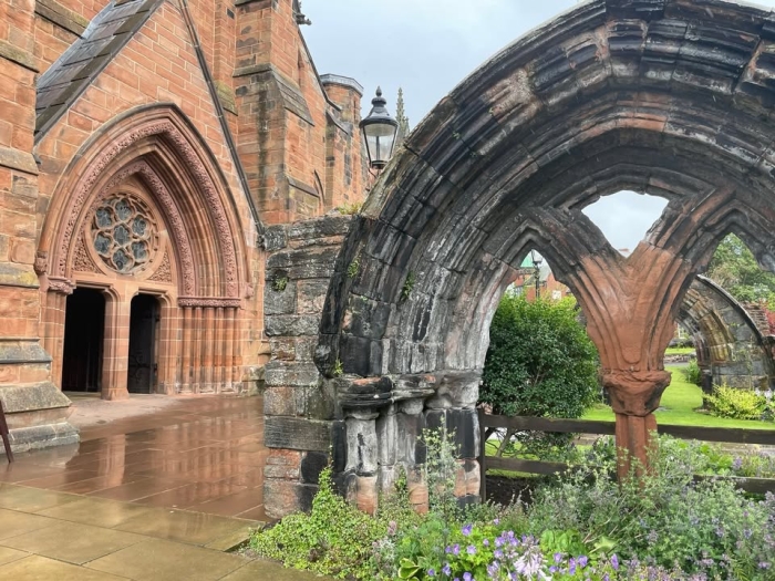 Carlisle Cathedral and cafe. Definitely worth visiting, stunning ceiling and if you are lucky, as we were today,they had afternoon recital organ music playing. 
Cafe open daily, lovely tasty food. Peaceful setting with outdoor seating.
Afternoon teas can be booked here in advance.
45 minute drive from Dufton. 
Interesting city with a castle to visit as well. 
Lots of independent coffee shops and back street cobbled streets.